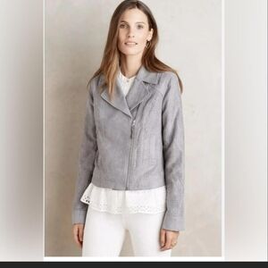 Hei Hei Faux Suede Moto Jacket Women Grey size M Asymmetrical Zip 80's